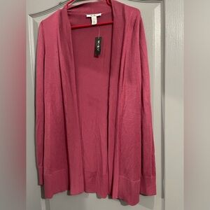 White House Black Market Pink Cardigan Sweater color rose wine